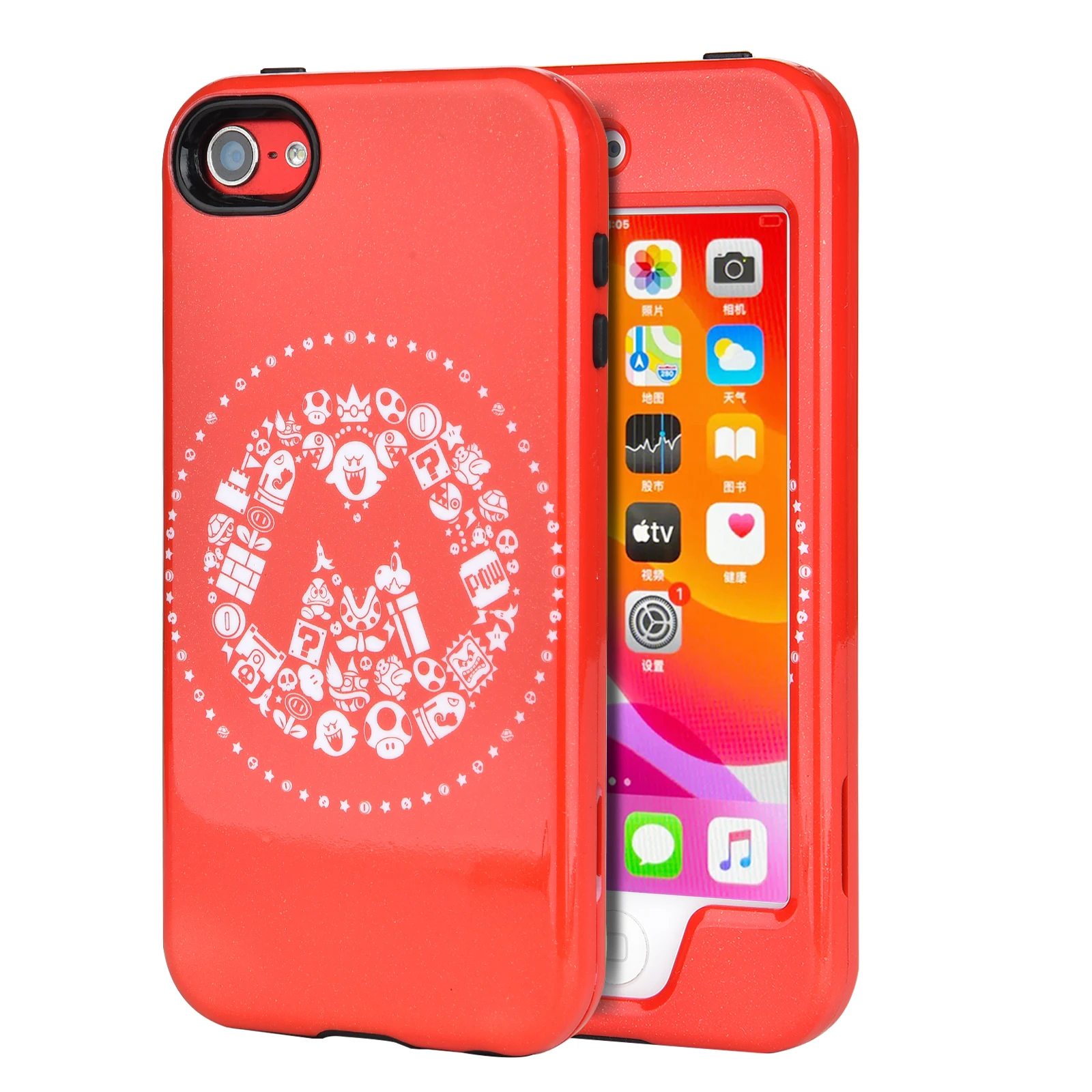 Stoßfeste TPU-Hülle für Apple IPod Touch 5 6 7 Mario Bros Game Art Doppelschicht-Schutzhülle Rot Grün Hülle Weihnachtsgeschenke