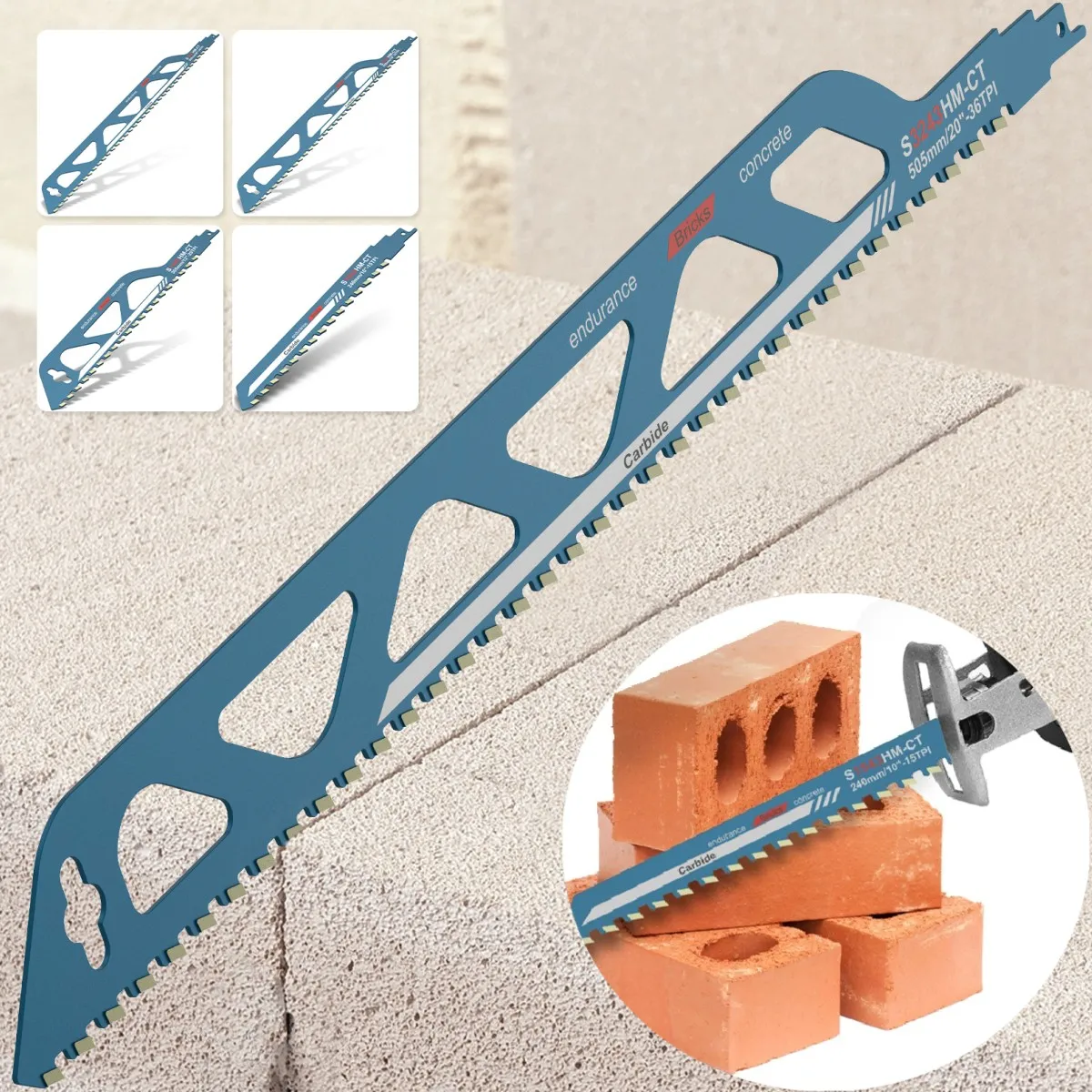 Säbelsägeblatt 10/12/18/20 Zoll Universal Cutting Recip Sabre Sägeblätter Ziegel Beton Stein Abbruch Schneidwerkzeug Image