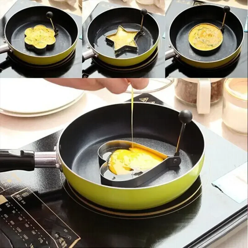 5 teile/satz Edelstahl Spiegelei Pfannkuchen Shaper Omelett Form Form Braten Ei Koch werkzeuge Küchen zubehör Gadget Ringe Image
