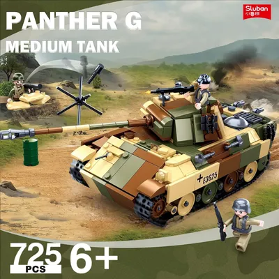 725PCS Black Panther G Medium Tank Bausteine WW II Klassische Tank Modell Ziegel Mit Soldat Figuren Kinder DIY Spielzeug idee Geschenke Image