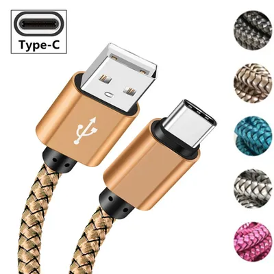 USB Typ C Kabel Datum Sync 2,4 A Schnelle Lade Für Samsung Huawei Android Handy 1m 2m 3m Nylon geflochtene Draht Ladegerät Kabel Image