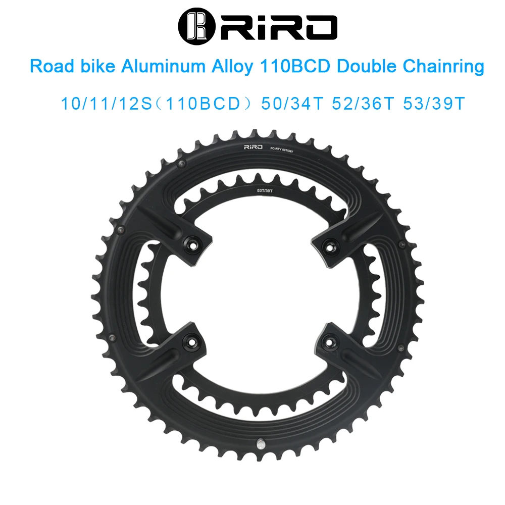 RIRO Rennrad 4 Schrauben 110BCD Kettenblatt 105 FC-R7000 / ULTEGRA FC-R8000 / DURA-ACE FC-R9100 Asymmetrisch 50-34T 52-36T 53-39T Image