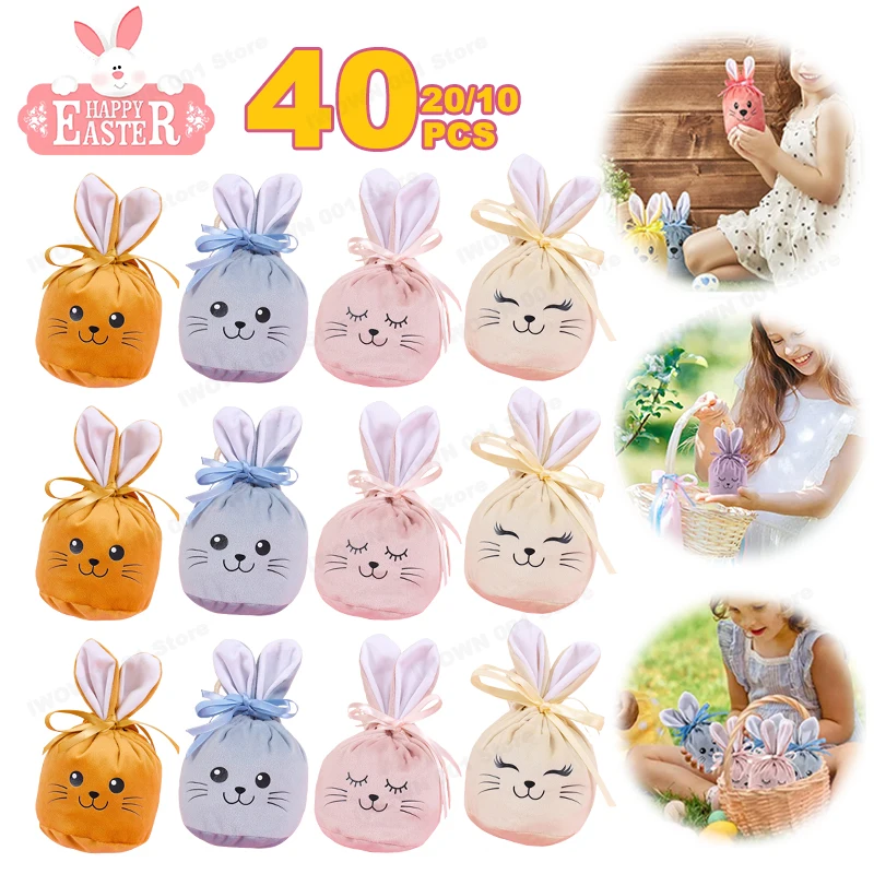Ears Lucky Bag Ostern Geschenktüte Kaninchen Lächelndes Gesicht Heißprägung Handwerk Hochzeit Süßigkeiten Tasche Hochzeit Süßigkeiten Box Party Image