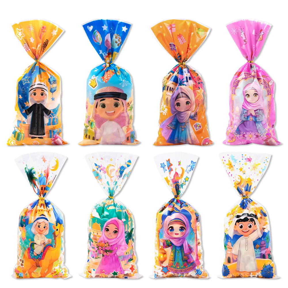 50 stücke Islamischen Muslimischen Party EID Mubarak Geschenk Cookie Taschen Mit Riemen Kunststoff Klar Süßigkeiten Backen Verpackung Tasche 2025 Ramadan decor Image