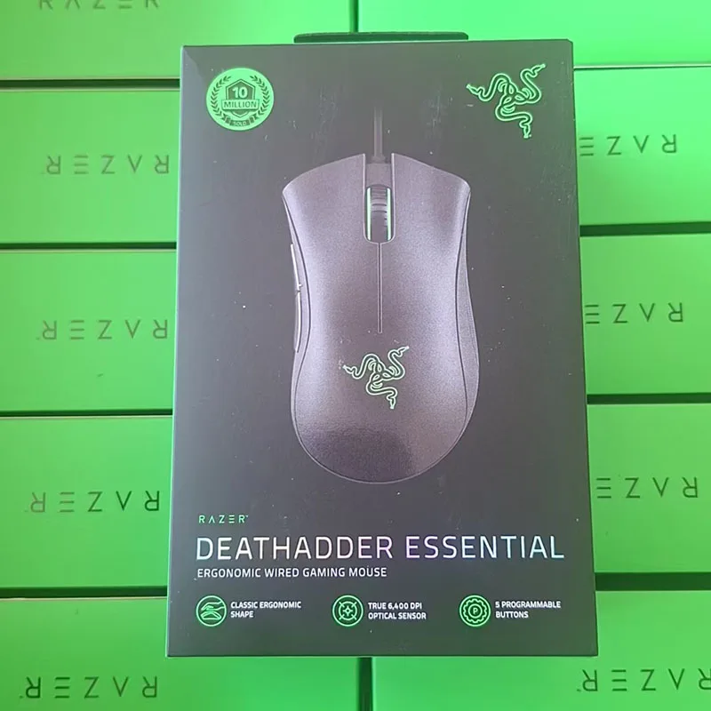 Razer DeathAdder Essential kabelgebundene Gaming-Maus / kabelgebundene Mäuse 6400 DPI 5 unabhängige Tasten für Laptop-PC-Gamer Image