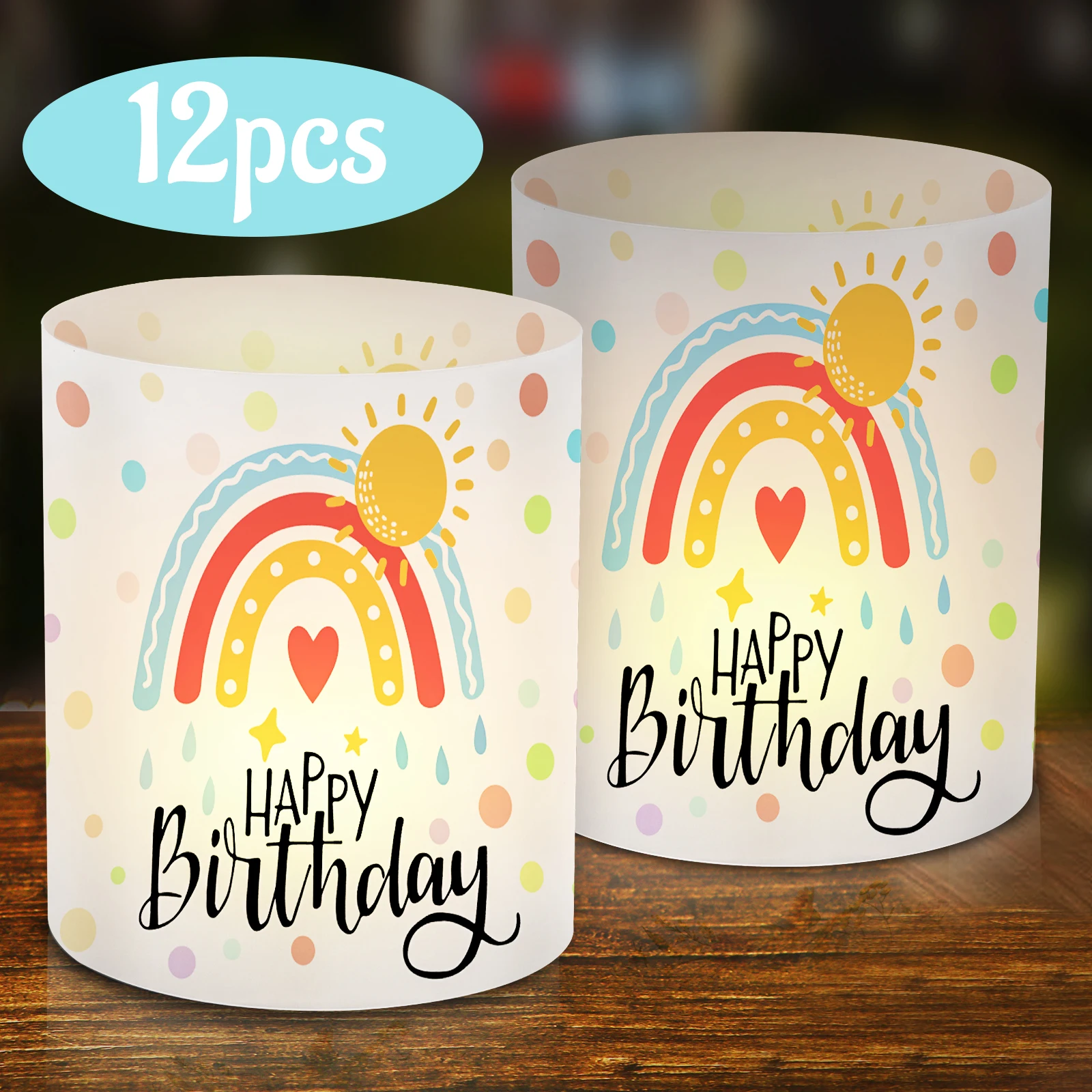 12er Pack Regenbogen Punkt Lampen schirm Mittelstücke für Geburtstag & Bar/Fledermaus Mizwa-Kunststoff Laterne Dekorationen, kein Strom erforderlich