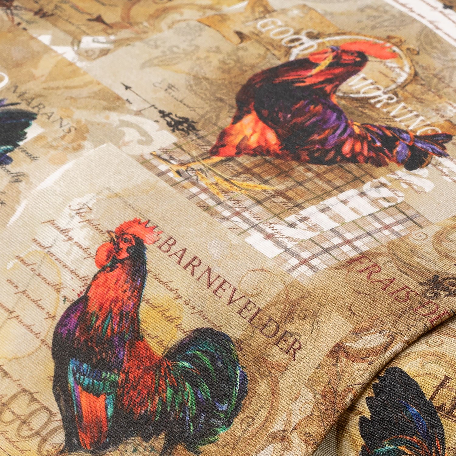 Dekostoff Hähne Lorena, braun-color Image