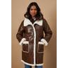 Oasis Womens Pu Bonded Shearling Coat - Tan - Size 8 UK | Oasis Sale | Discount Designer Brands