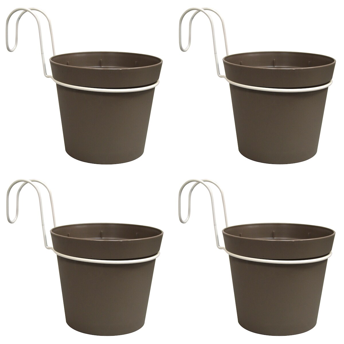 Artplast - 4 Zylindertöpfe Ø 14 cm mit Polypropylen-Haken Grau Image