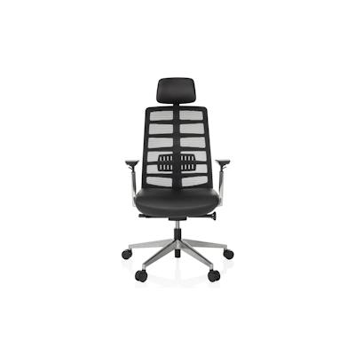 Bürostuhl / Chefsessel SPINIO ELITE L Rücken Netzstoff / Sitz Leder schwarz hjh OFFICE