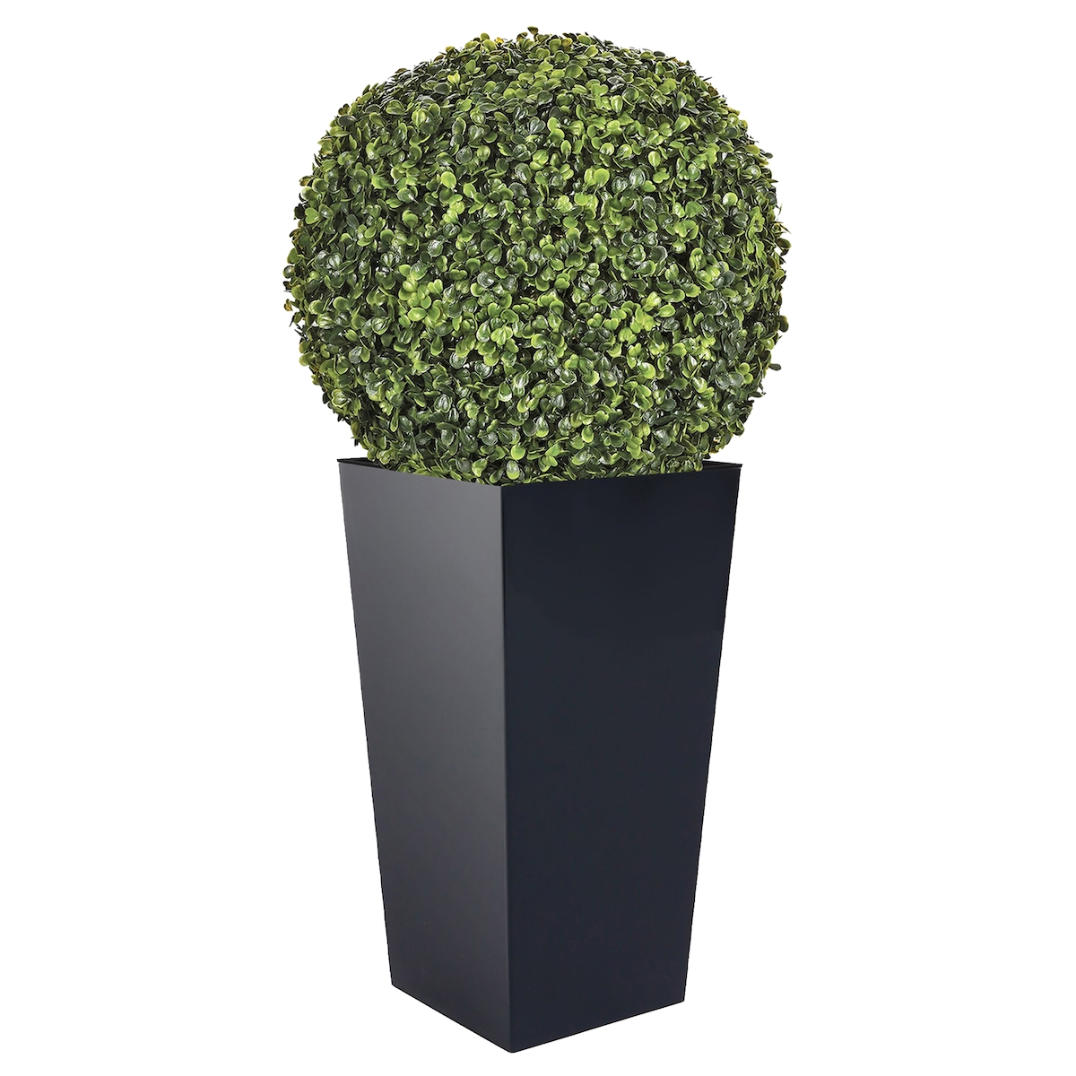 WellHome - Hoher Topf 35L Urbi Square in Anthrazit mit Buchskugel 36 cm Image