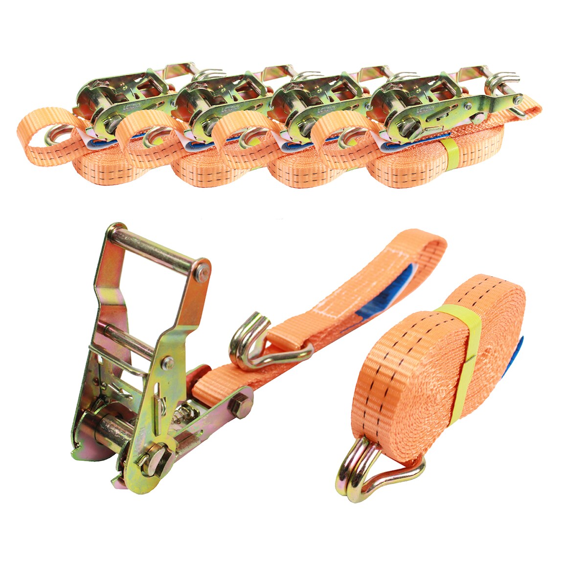 Baumarktplus 5x Spanngurt Ratschen Zurrgurt 5m 1500kg 1,5t 1,5to TÜV/GS ORANGE 2-tlg. Image