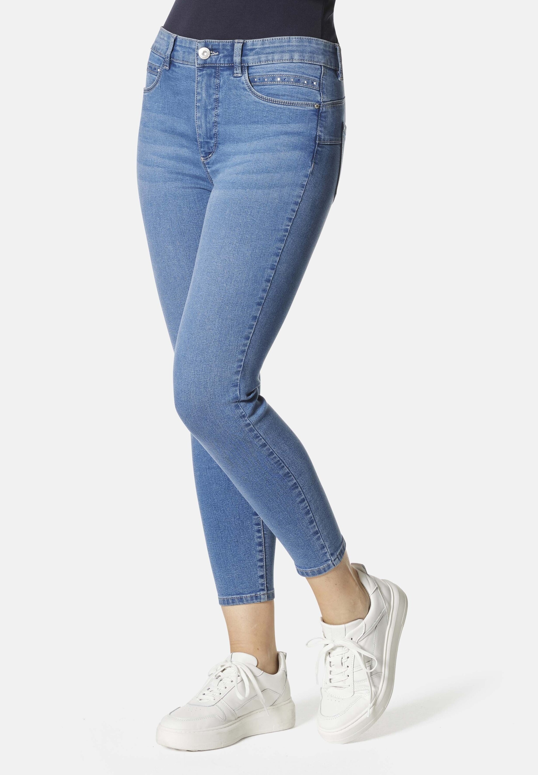 5-Pocket-Jeans STOOKER WOMEN "Rio Denim Season Skinny Fit", Damen, Gr. 42, Länge 26, blau (classic blau), Denim/Jeans, 83% Baumwolle, 16% recycled Polyester, 1% Elasthan, skinny fit lang, Jeans 5-Pocket-Jeans, Skinny Fit Casual Clean Wash Denim...