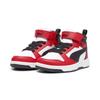 Sneaker PUMA "Rebound V6 Mid Sneakers Kinder", Kinder, Gr. 28, rot (weiß schwarz for all time rot), Obermaterial: Synthetik, Textil; Futter: Textil; Laufsohle: Gummi, Schuhe
