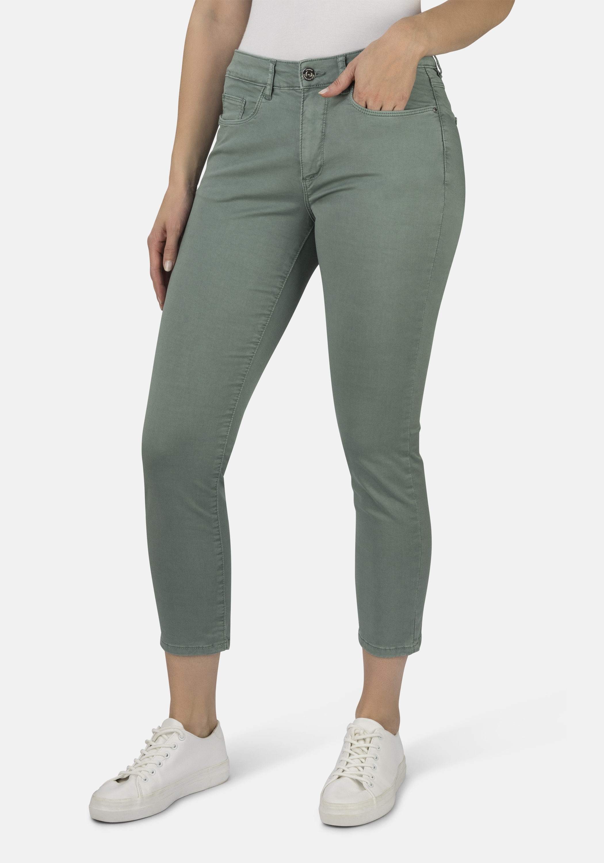 5-Pocket-Jeans STOOKER WOMEN "Florenz Colour Slim Fit Jeans", Damen, Gr. 36, Länge 28, grün (chinoise grün), Denim/Jeans, 68% Baumwolle, 28% Polyester, 4% Elasthan, slim fit lang, Jeans 5-Pocket-Jeans, Slim Fit Casual Clean Wash Denim Jeans für Damen Image