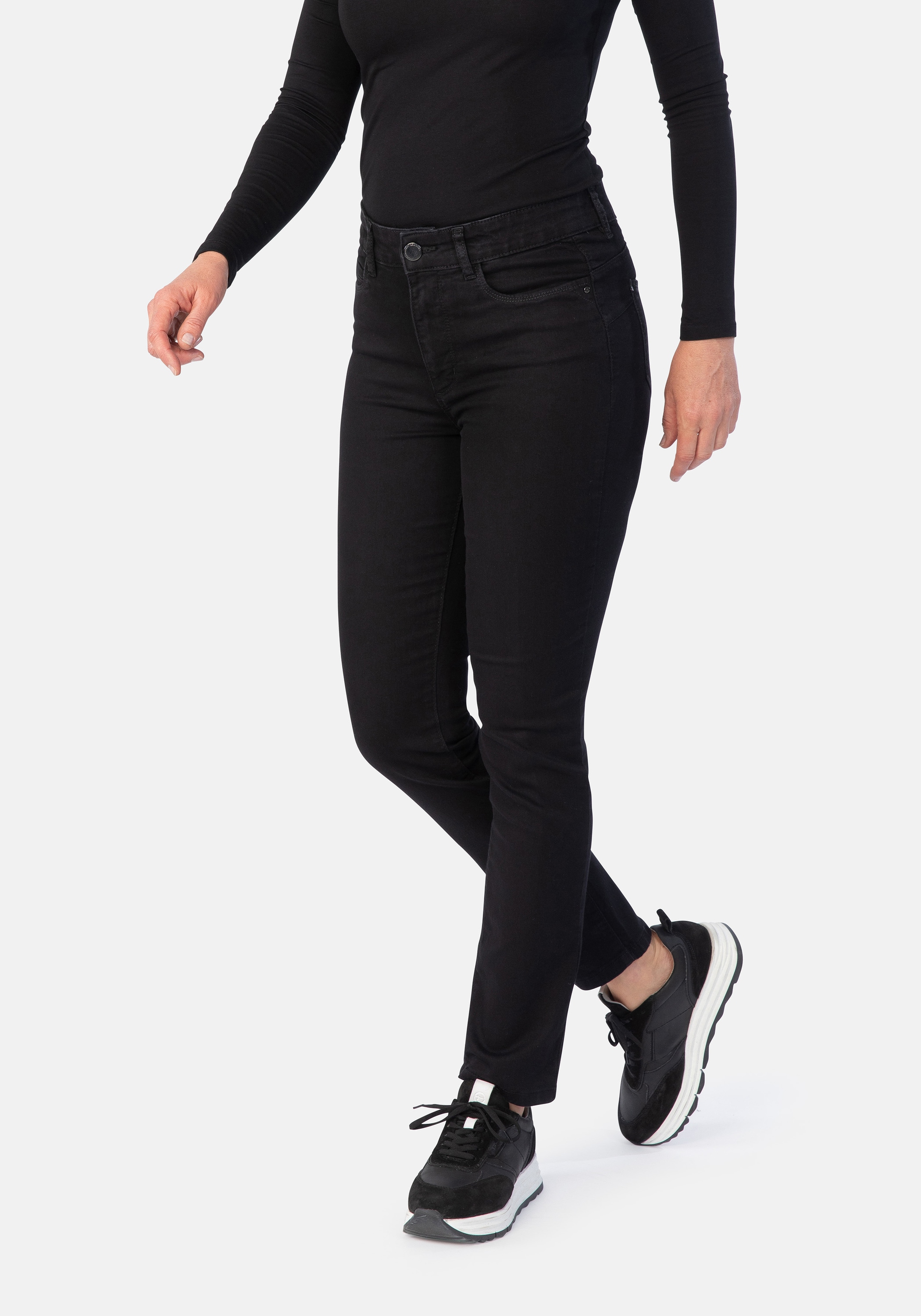 5-Pocket-Jeans STOOKER WOMEN "Milano Denim Basic Magic Shape Fit", Damen, Gr. 44, Länge 28, schwarz, Denim/Jeans, 76% Baumwolle, 22% Polyester, 2% Elasthan, schmal lang, Jeans 5-Pocket-Jeans, Casual Clean Wash Denim Jeans Magic Shape Effekt für Damen