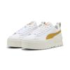 Sneaker PUMA "Mayze Lux Sneakers Damen", Gr. 35.5, weiß archive gold gelb, Obermaterial: Kuhleder, Synthetik; Futter: Textil; Innensohle: Textil; Laufsohle: Gummi, Schuhe