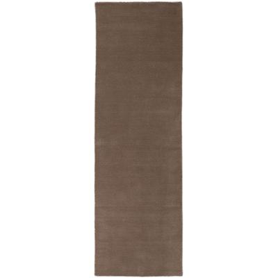 Wollteppich CARPETFINE "Gabbeh Lola Uni", grau (taupe), B:80cm H:14mm L:300cm, Wolle, Teppiche, mit natürlichem Pflanzenmaterial von Hand gewebt, auch in Rund Image