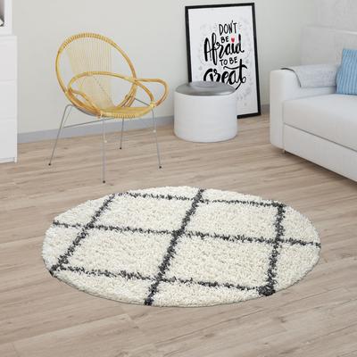 Hochflor-Teppich PACO HOME "Kalmar 441", beige (cream), H:40mm Ø:160cm, Polypropylen, Teppiche, Scandi Design, Rauten Muster, weich & kuschelig Image