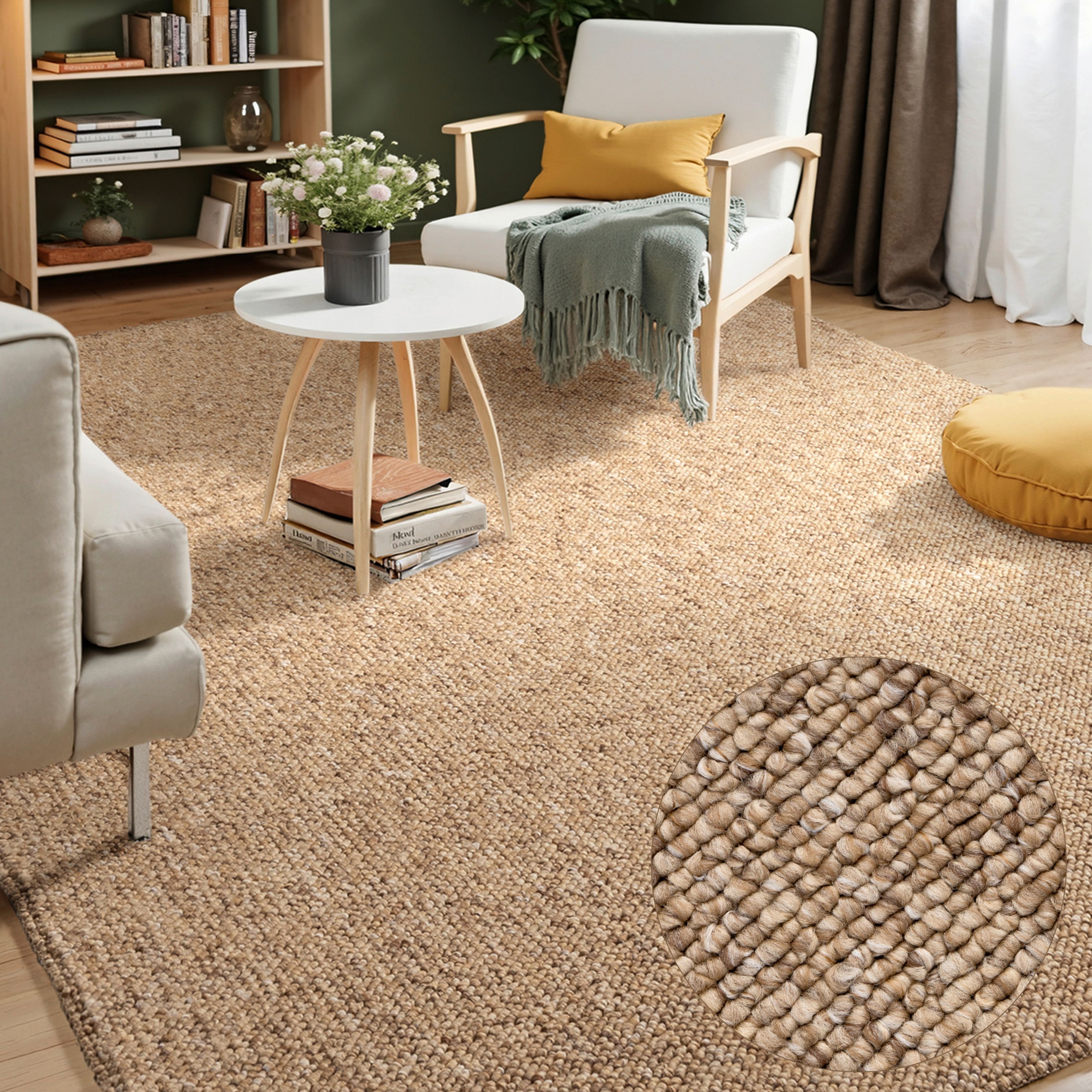 Teppich ELLE DECORATION "Rocco", braun (karamell), B:200cm H:10mm L:290cm, Polypropylen, Teppiche, Läufer, waschbar, Wohnzimmer, Esszimmer, Woll-Optik Image