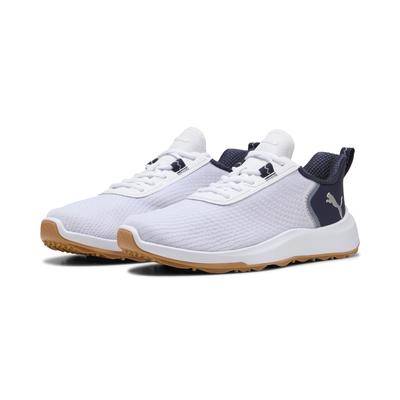 Golfschuh PUMA "Fusion Crush Sport Golfschuhe Herren", Gr. 42, weiß deep navy gum blau beige, Obermaterial: Synthetik, T