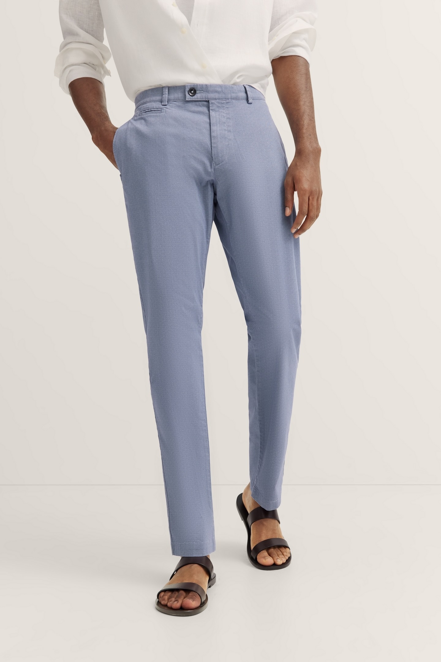 Chinohose BUGATTI, Herren, Gr. 33, Länge 30, blau (350, blau), 86% Baumwolle, 11% Polyester, 3% Elasthan, unifarben, normal, Hosen Chinohose, mit Stretchfunktion