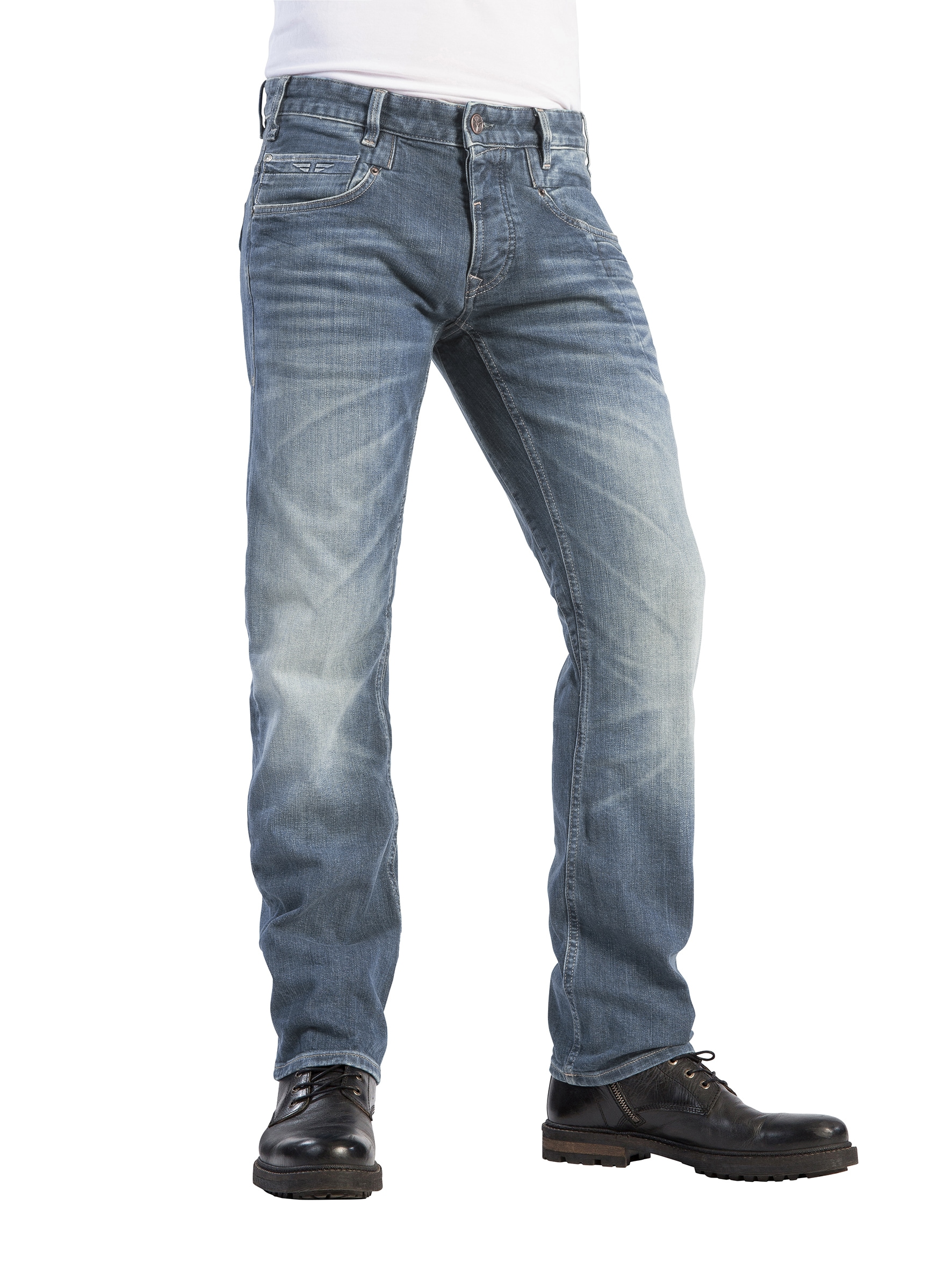 5-Pocket-Jeans HERO BY JOHN MEDOOX "Baxter Denim Relaxed Fit", Herren, Gr. 40, Länge 32, blau (blaugrau), Denim/Jeans, 96% Baumwolle, 2% Polyester, 2% Elasthan, straight fit lang, Jeans 5-Pocket-Jeans, Relaxed Fit Casual Clean Wash Denim Jeans für...