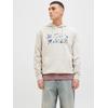 Kapuzensweatshirt JACK & JONES "JJEBRYAN CORP LOGO SWEAT HOOD NOOS", Herren, Gr. L, gelb (moonbeam), angeraute Sweatware, Obermaterial: 100% Baumwolle, bedruckt, modisch, relaxed fit taillenbedeckt, ohne Ausschnitt, Langarm Rippbündchen,...