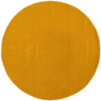 Wollteppich CARPETFINE "Gabbeh Lola Uni", gelb, H:14mm Ø:120cm, Wolle, Teppiche, mit natürlichem Pflanzenmaterial von Hand gewebt, auch als Läufer Image
