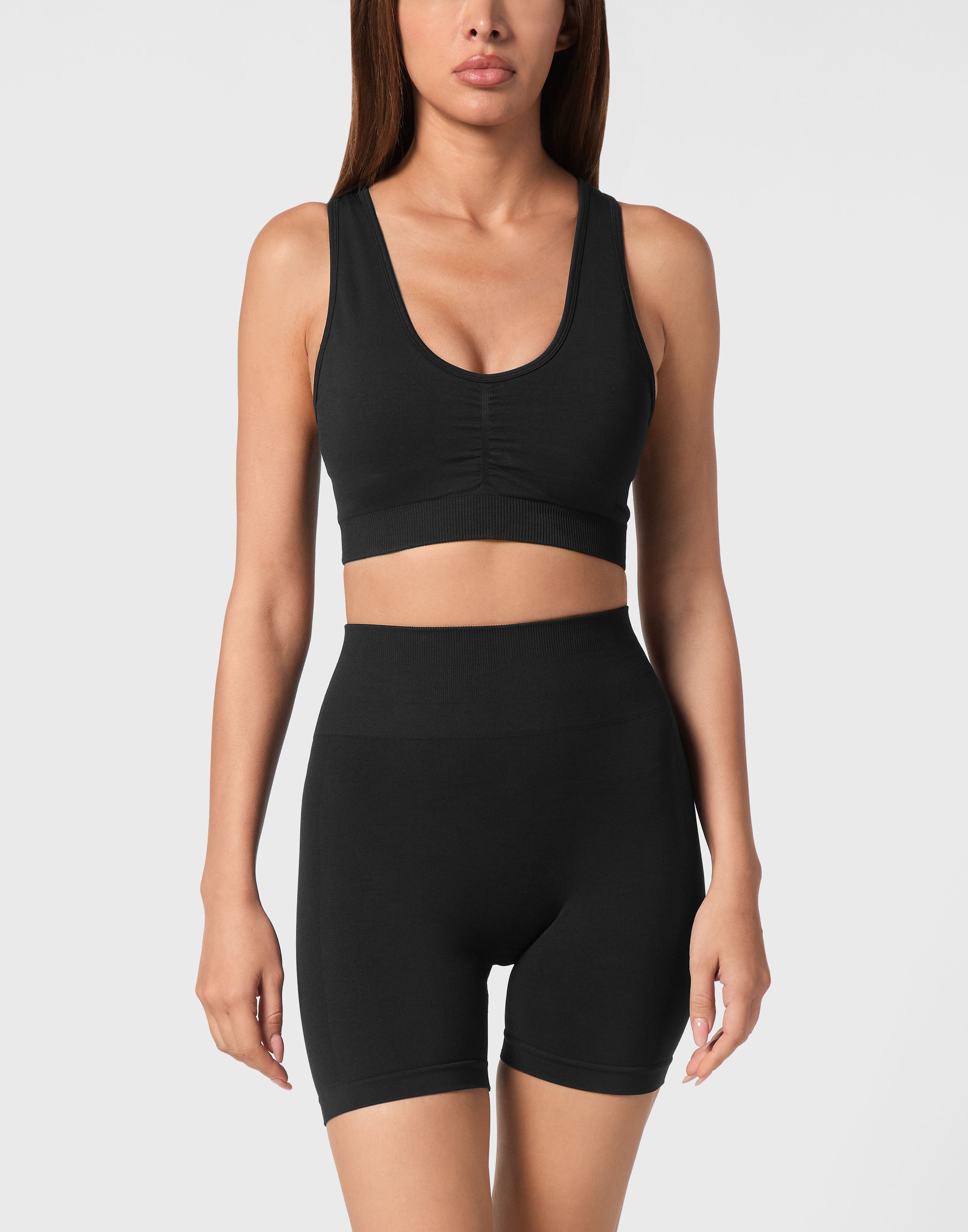 Lauftop PLEIN SPORT "Logo", Kinder, Gr. XS, schwarz (02, schwarz), Obermaterial: 53% Polyamid, 37% Polyester, 10% Elasthan, Tops Sport Bustiers Image