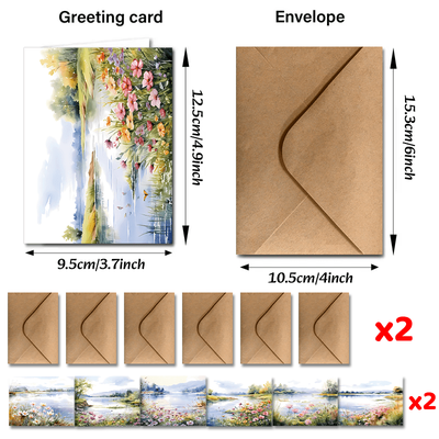 TEMU 24-pack Lakeside Wildflower Greeting Cards With Envelopes - Thank You, , Holiday, Good Luck Cards , Teachers, Business, Coworkers Image