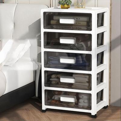 TEMU Black Plastic Storage Tower, 5 Transparent A4 Size Drawers, 61 Cm Height, Ideal For Office, Course, Document, Supplies And Accessory Storage Image
