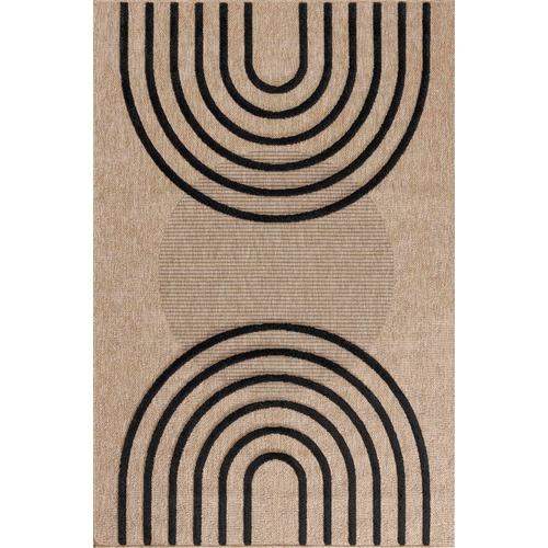 Tapis aspect jute motif arcs noir 160x230 cm