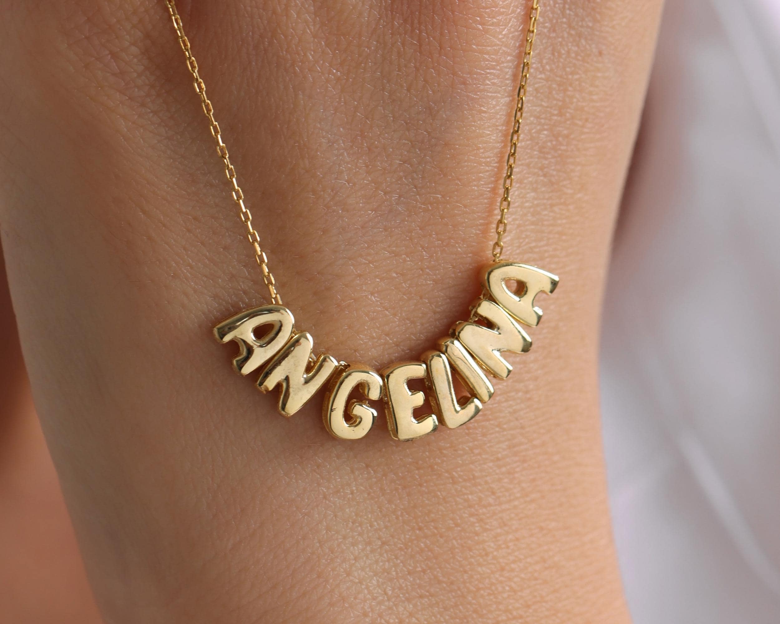 Collana con nome personalizzato a forma di bolla, collana con lettera 3D, collana con lettera a palloncino, collana con lettera a bolla, collana con n