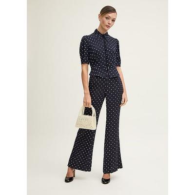 Elsie Spring Navy & Birch 40'S Polka Dot Trouser Navy Cream, Navy Cream