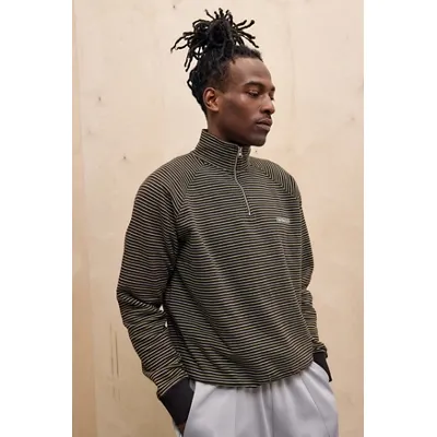 iets frans. Brown Stripe Mock Neck Sweatshirt - Brown S at Urban Outfitters