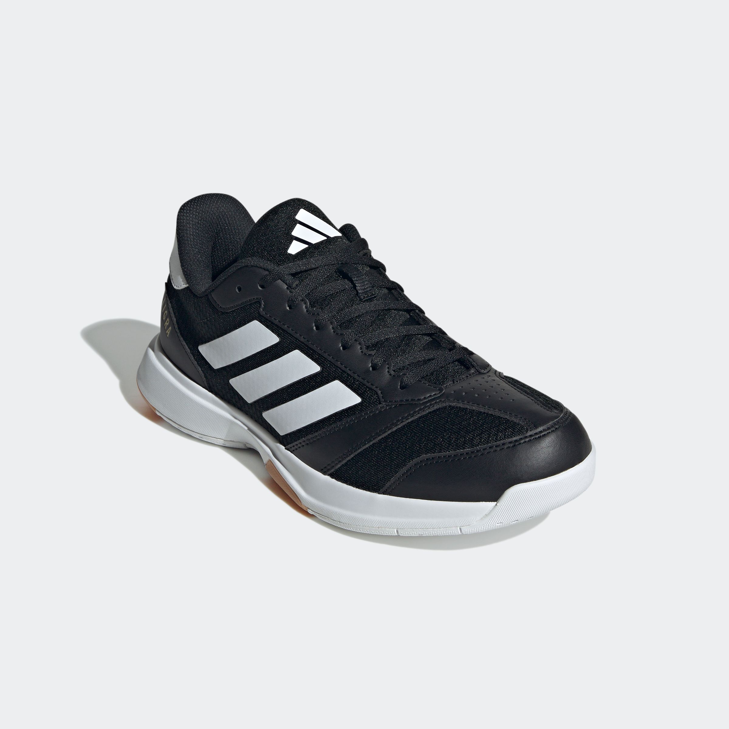 Hallenschuh ADIDAS PERFORMANCE "LIGRA 8 INDOOR", Damen, Gr. 45, schwarz-weiß (core schwarz, cloud weiß, cloud weiß), Synthetik, Textil, Schuhe Hallenschuh, geeignet für jeden Hallensport