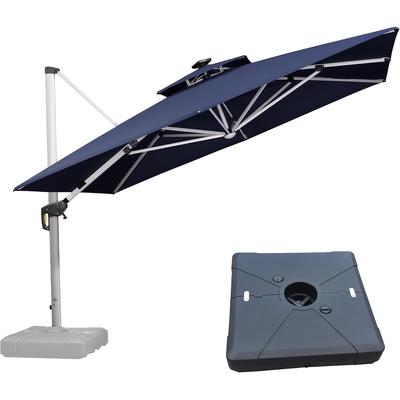 PURPLE LEAF 9/10/11 ft Square 09x12 ft Rectangle Double Top LED Patio Cantilever Umbrella with Base