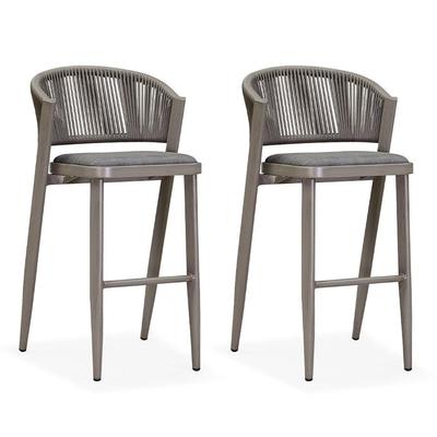 PURPLE LEAF Outdoor Dining Chairs Set of 2 Patio Bar Hight Stools with Cushion