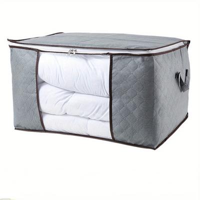 TEMU 1pc Quilt & Clothes Storage Bag - Durable Fabric With Clear , Organizer For Home, Moving, Packing - Contemporary Style, Storage For Clothes, Quilted Texture Design, Sturdy , Under-bed Storage Image