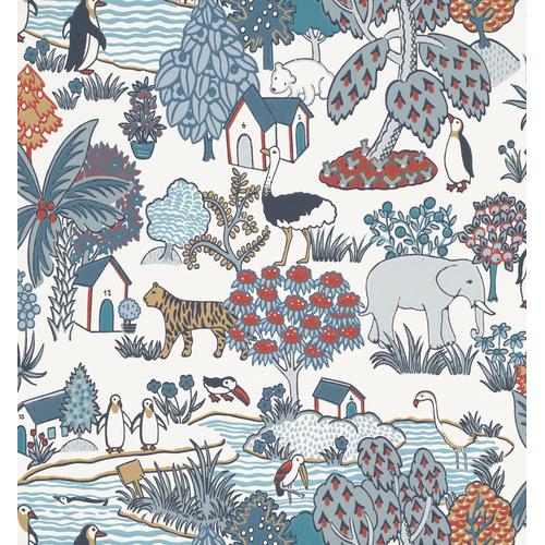Little Greene 'Animal Kingdom - Bassoon' - Blue Wallpaper