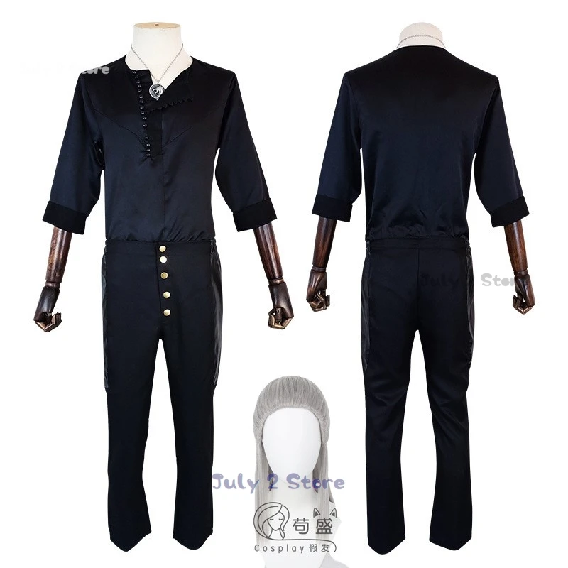 Witcher Cosplay Kostüm Perücke Geralt Schwarz Top Hosen Uniformen Männer Halloween Party Outfit Roleplay Mittelalterliche Klassische Erwachsene Outfit Image