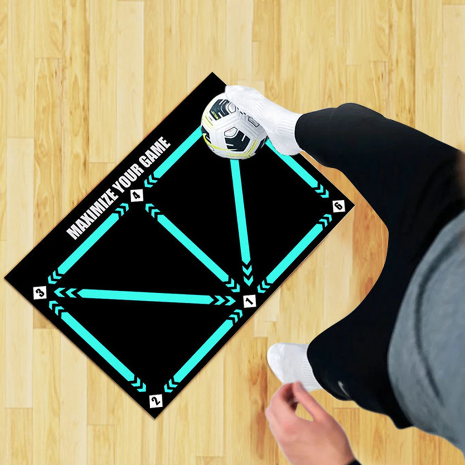 Tapis d'entraînement pour footwork de Football, contrôle de balle, cadeaux de noël, entraînement à domicile à absorption des chocs silencieuse, amélioration du sens du ballon