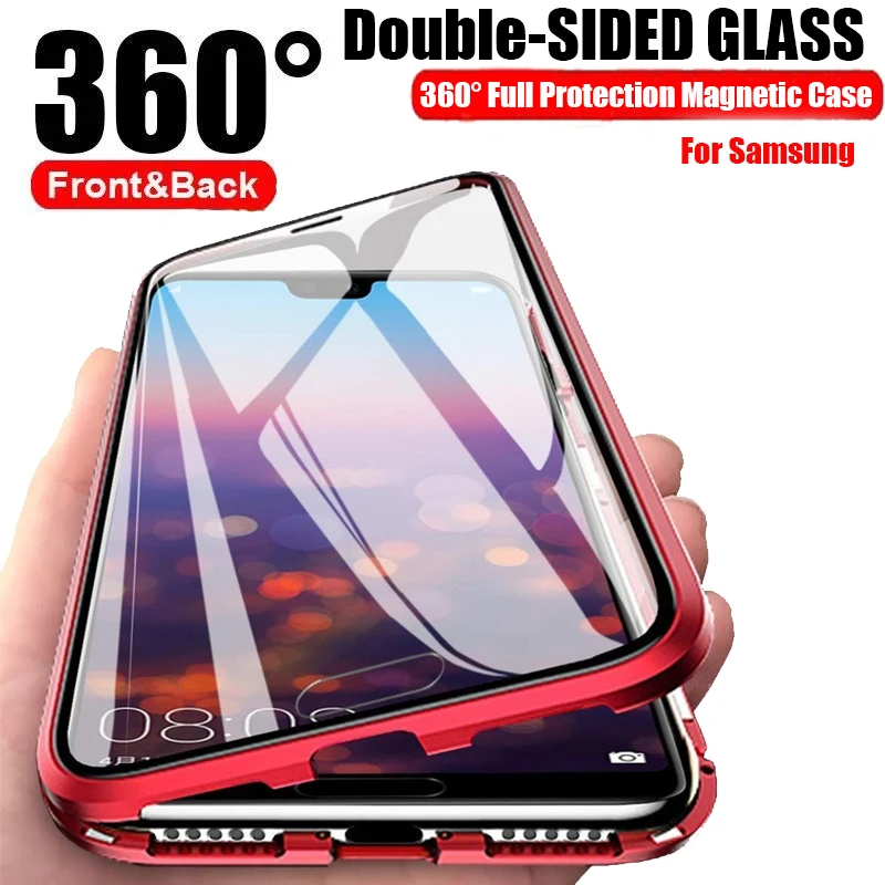 360 ° Voller Schutz Metall Magnetische Handyhülle Für Samsung A16 A55 A35 A25 A15 A54 A34 A14 A52 4G 5G Doppelseitige Glasabdeckung Image