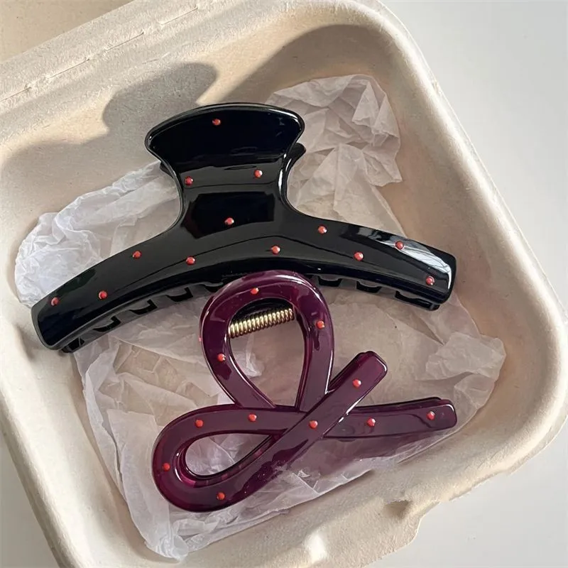 2 stücke Vintage Rot Polka Dot Band Bogen Shark Clip Haarnadel Haar Klaue Krabben Barrettes Elegante Headwear Haar Zubehör Frauen geschenk