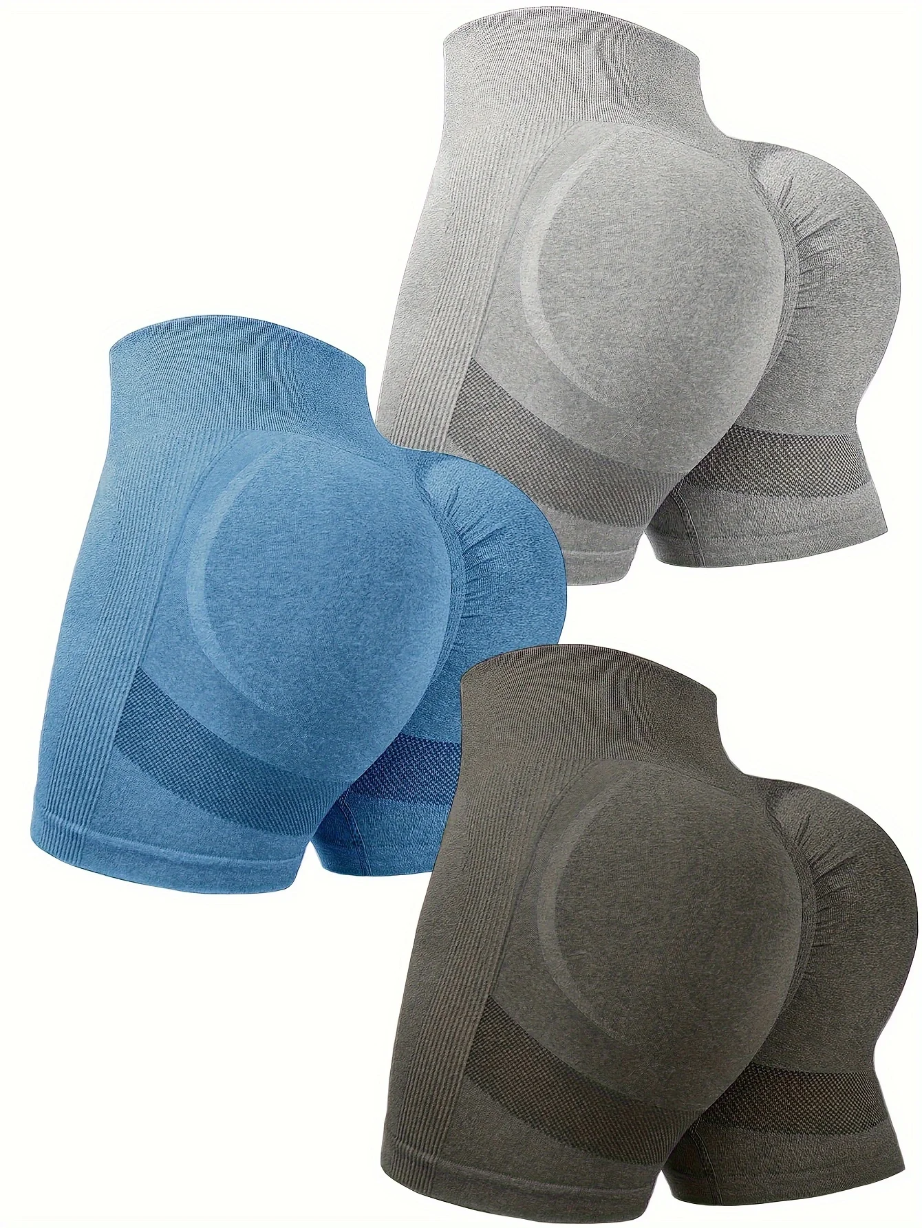 3-teiliges Damen-Yoga-Set mit hoher Taille und hohen Hüften, einfarbigen, lässigen Sport-Shorts Image