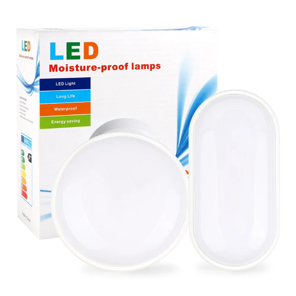 Feuchtigkeitsbeständige LED-Wandleuchte, 16 W, 20 W, rund/oval, LED-Deckenleuchte, IP65, wasserdicht, AC85–265 V, Badezimmer, Outdoor, Garten, Hof, Lampe