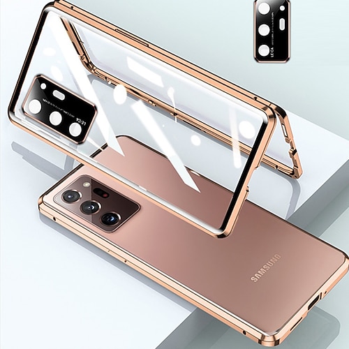 Handy Hülle Handyhüllen Für Samsung Galaxy S25 S24 S23 S22 S21 Ultra Plus Magnetische Adsorption Stoßrahmen Magnetisch Vollschutz Einfarbig Gehärtetes Glas Metall Image