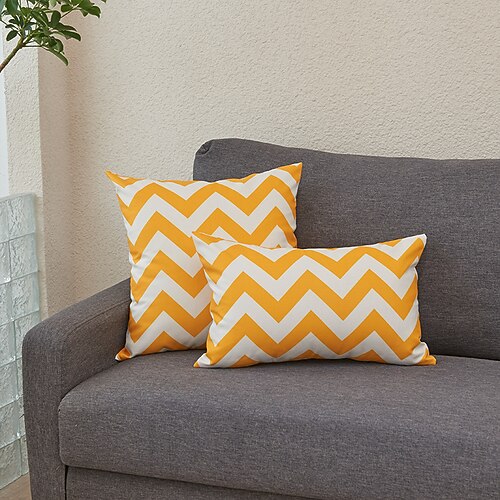 wasserdichter Kissenbezug für den Außenbereich gestreift für Terrasse, Garten, Sofa, Couch, Wohnzimmer Image