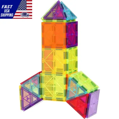 Magnetic Tiles Magnetic Building Toy 55 PCS Magnet Blocks for Kids 3D Set